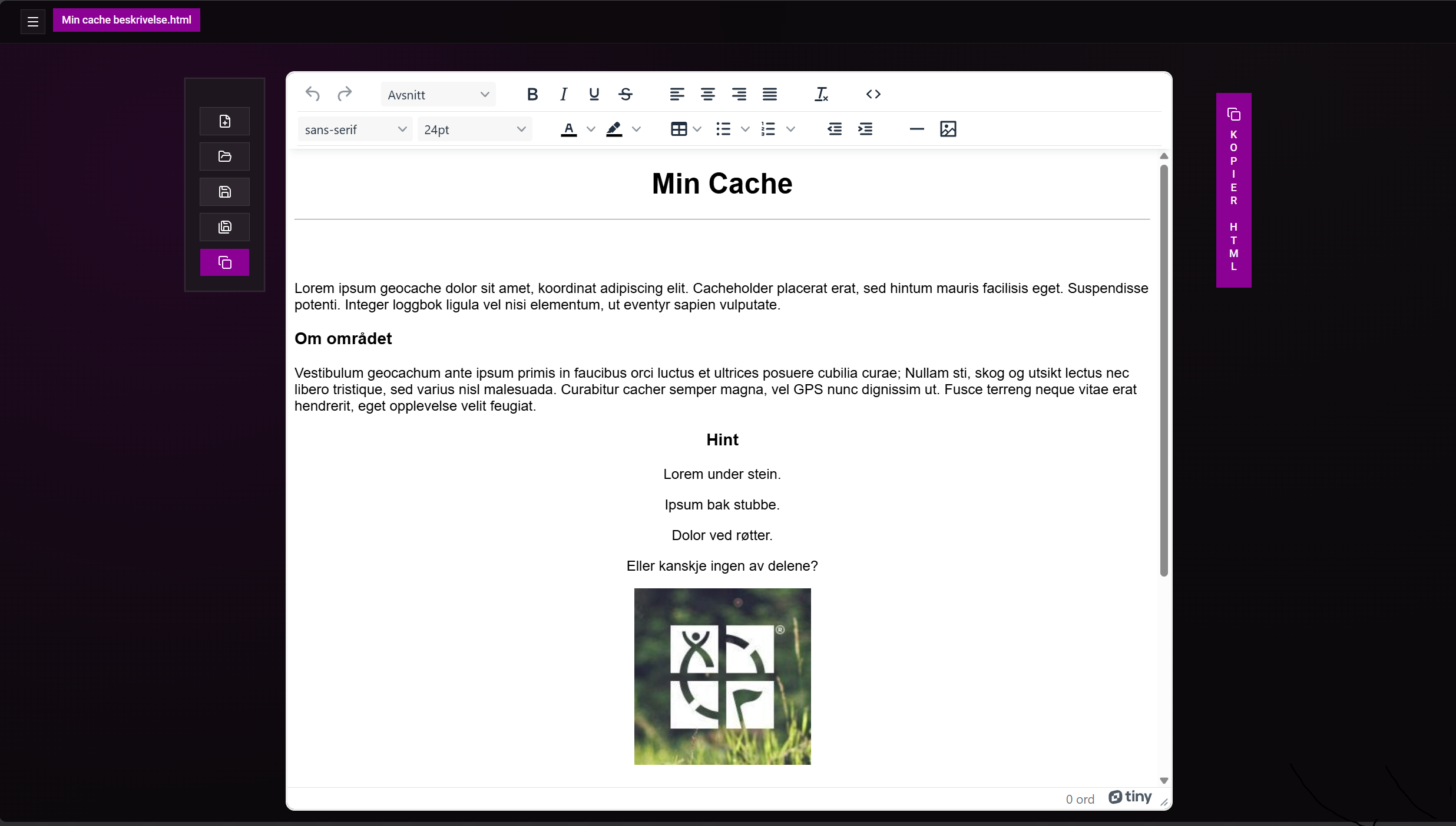 Editor screenshot